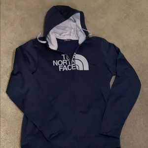 NWOT, North Face navy blue men’s zip hoodie